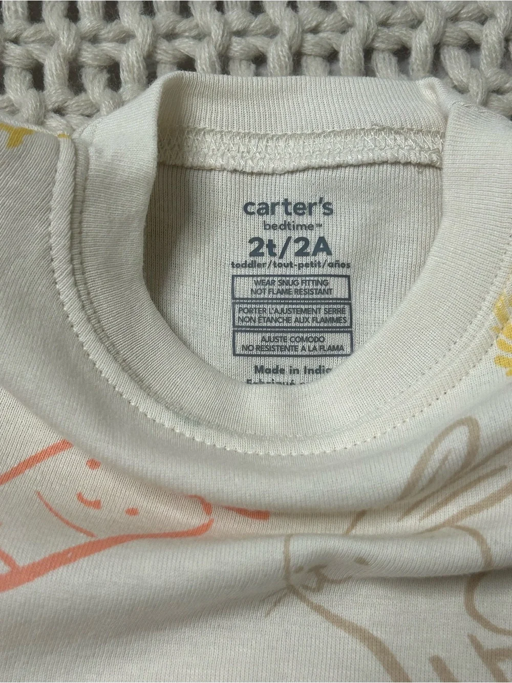 NWT Sibling Set of Soft  Cream Bunny & Carrot Kids PJs size 2T and newborn